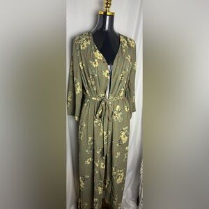 Women's Maverick The Collection Green Floral Longline Duster Kimono NWT XS